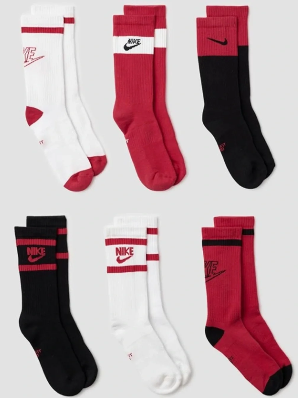 Nike Everyday Crew Socks - RED/BLACK/WHITE 6-PACK ✨-NWT
